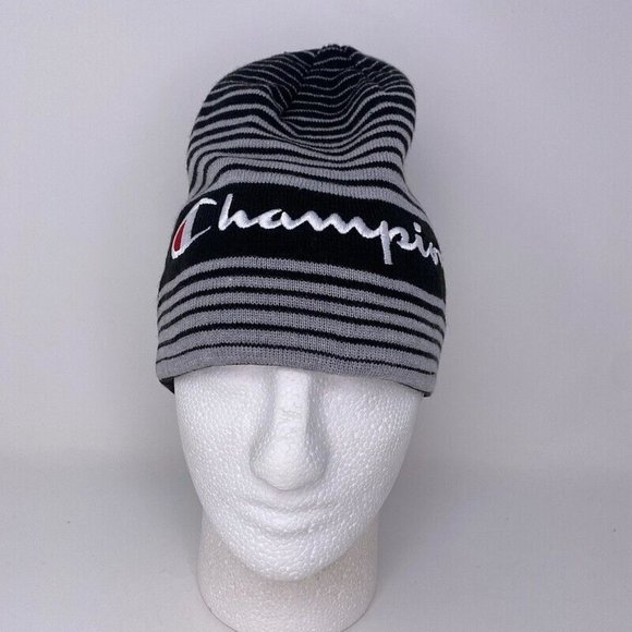 Champion Beanie Winter Hat Reversible Logo Script Spellout HipHop Streetwear - Picture 5 of 11